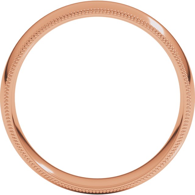 14k Rose 6 Mm Double Milgrain Half Round Comfort Fit Band Size 9.5