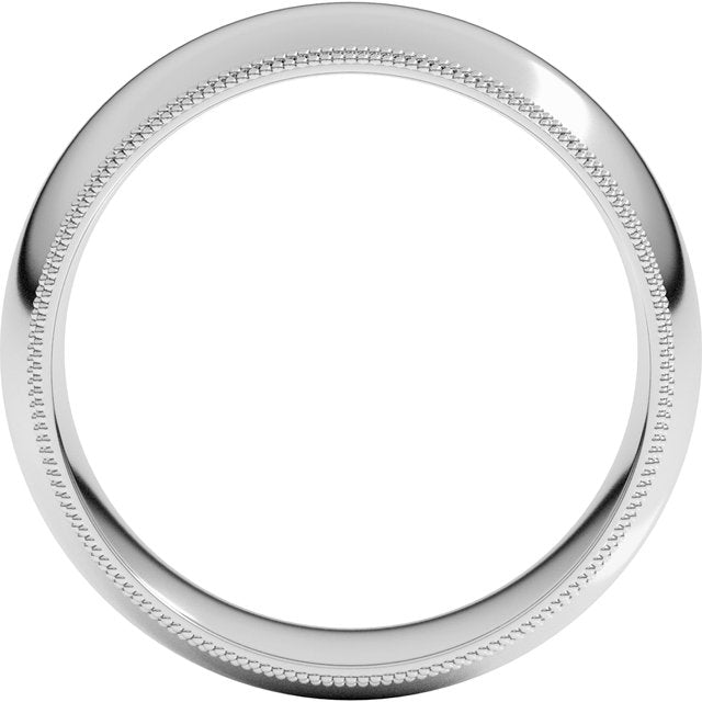 14K White 8 mm Double Milgrain Half Round Comfort Fit Band Size 12