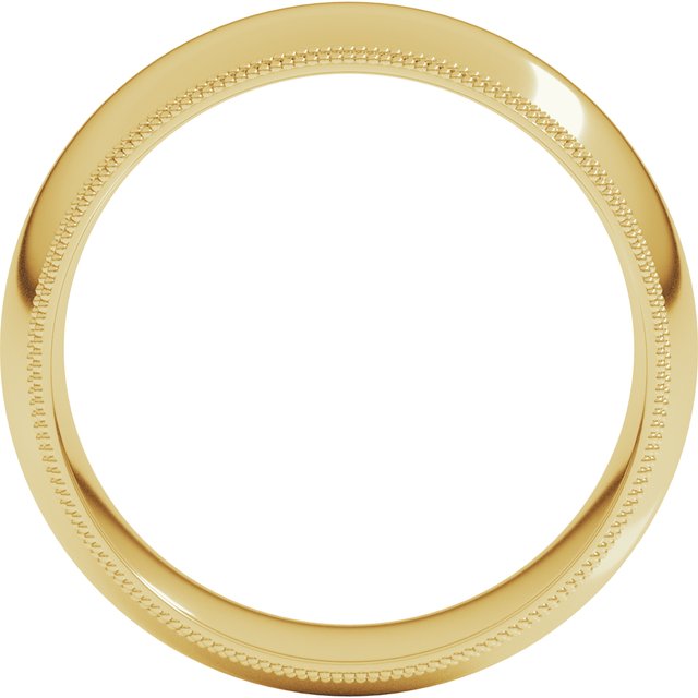 14K Yellow 8 mm Double Milgrain Half Round Comfort Fit Band Size 11.5