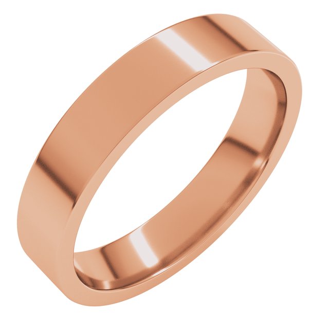 14K Rose 4 mm Flat Comfort Fit Light Band Size 4