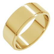14K Yellow 7 mm Flat Edge Band Size 10.5