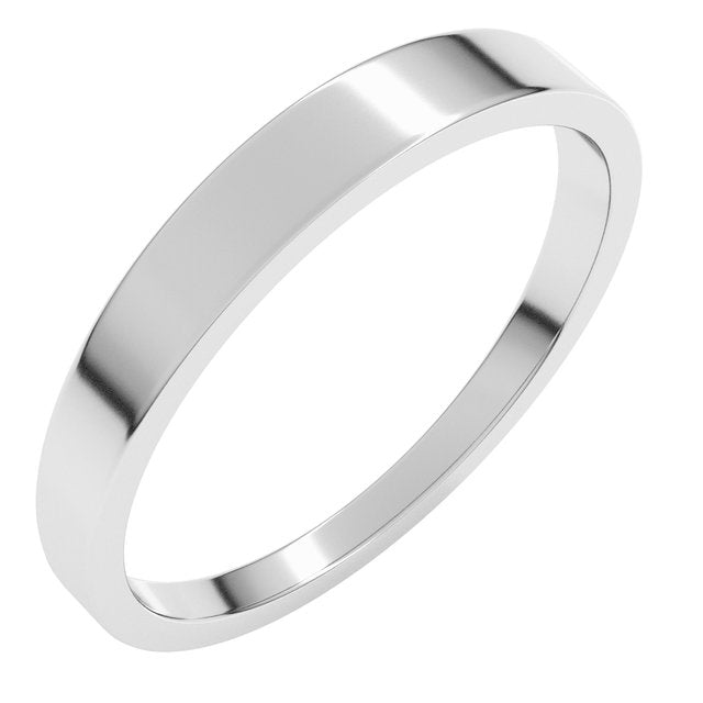 14K White 3 mm Flat Tapered Band Size 6