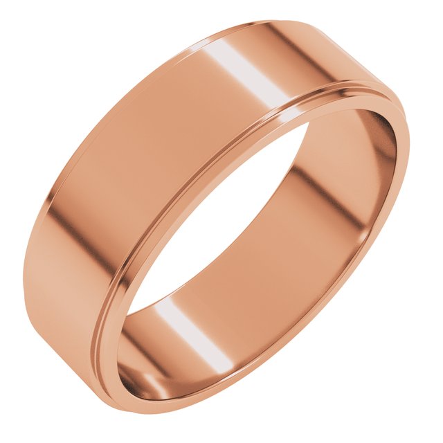 14k Rose 6 Mm Flat Edge Band Size 11.5