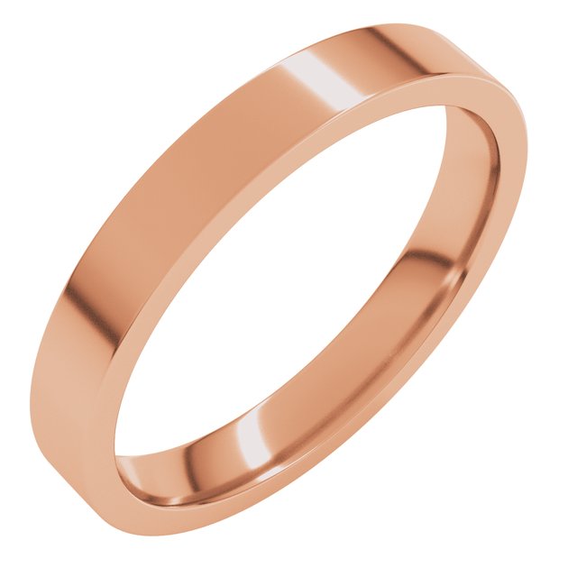 14K Rose 3 mm Flat Comfort Fit Light Band Size 9.5