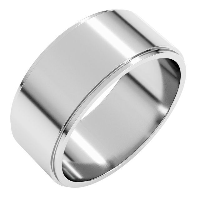 14K White 8 mm Flat Edge Band Size 12