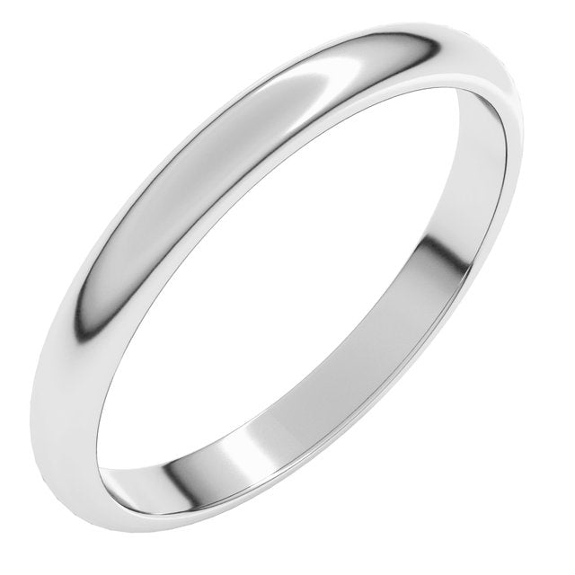 14K White 2.5 mm Half Round Band Size 10