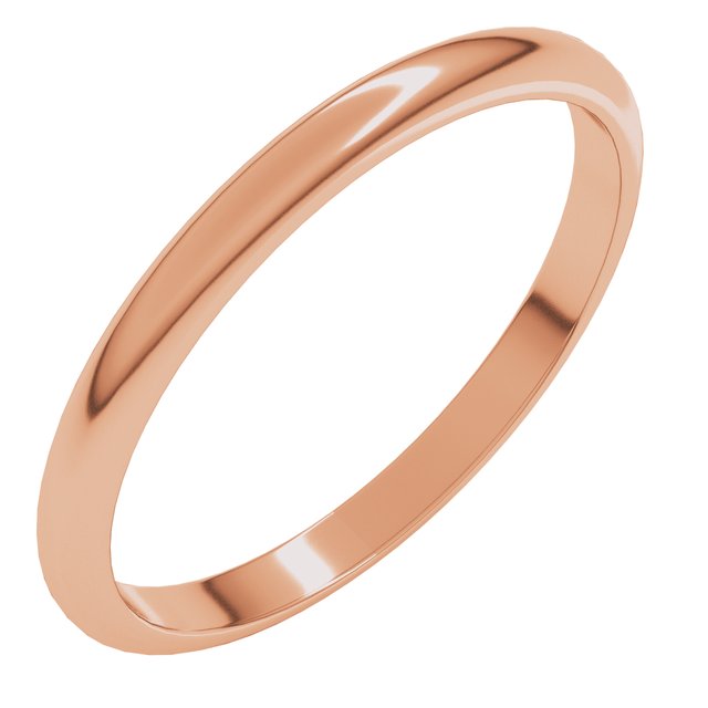 14K Rose 2 mm Half Round Band Size 13