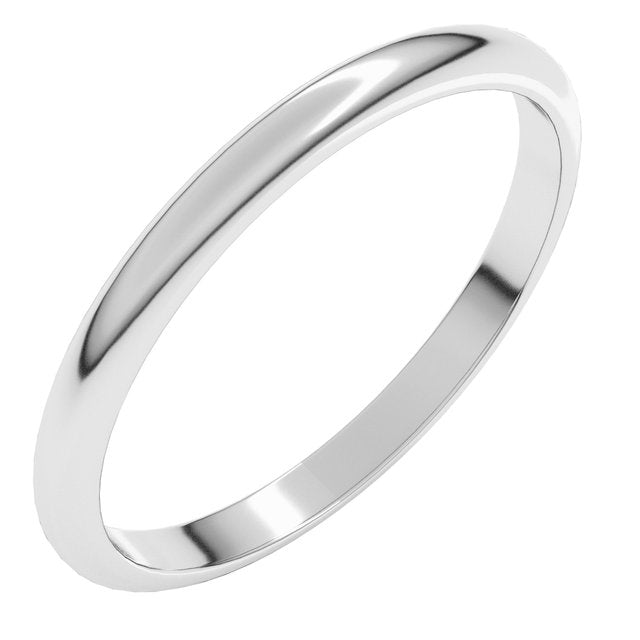 14K White 2 mm Half Round Band Size 6.5
