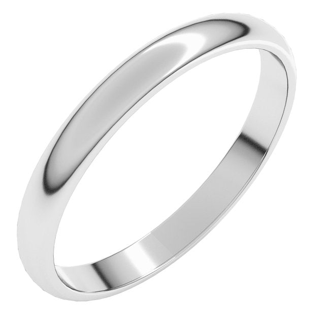 14K White 2.5 mm Half Round Light Band Size 6