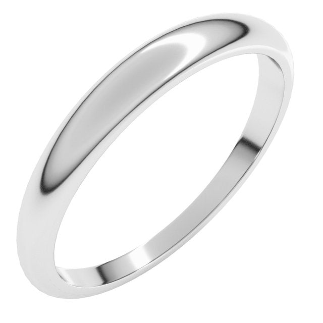 14K White 3 mm Half Round Tapered Band Size 9