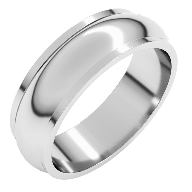 14K White 6 mm Half Round Edge Band Size 5