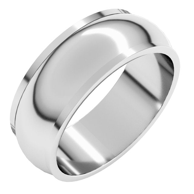 14K White 7 mm Half Round Edge Band Size 10.5