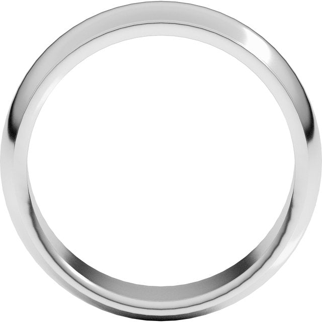 14K White 7 mm Half Round Edge Band Size 10.5