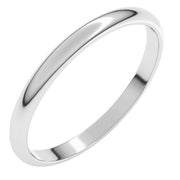 14K White 2 mm Half Round Light Band Size 8.5