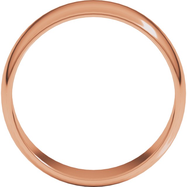 14K Rose 7 mm Half Round Light Band Size 10