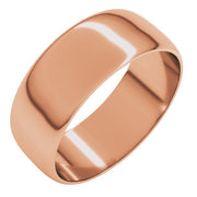 18K Rose 7 mm Half Round Ultra-Light Band Size 6.5