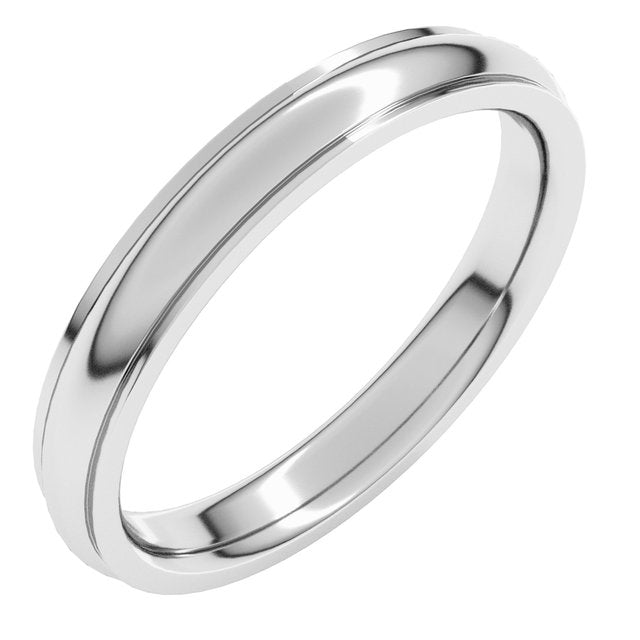 18K White 3 mm Comfort Fit Edge Band Size 7