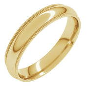 14K Yellow 4 mm Milgrain Half Round Comfort Fit Light Band Size 8