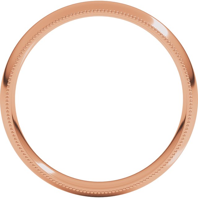 14K Rose 4 mm Milgrain Half Round Comfort Fit Light Band Size 5