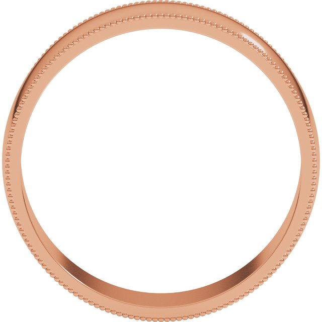 14K Rose 6 mm Milgrain Half Round Light Band Size 7