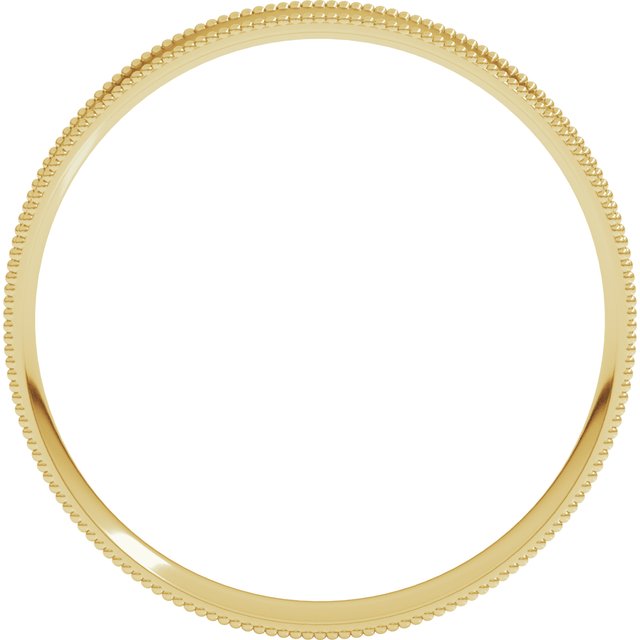 14K Yellow 3 mm Milgrain Flat Comfort Fit Band Size 6