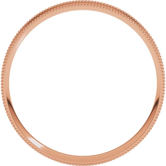 14K Rose 3 mm Milgrain Flat Comfort Fit Band Size 9