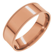 14K Rose 6 mm Milgrain Flat Comfort Fit Band Size 5.5
