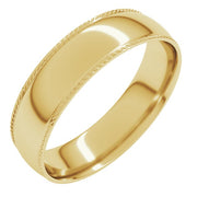 14K Yellow 5 mm Rope Half Round Comfort Fit Band Size 5
