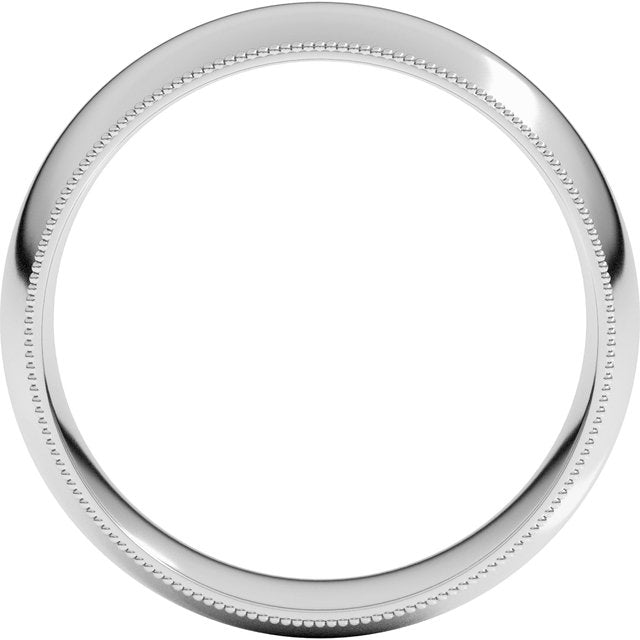 14K White 7 mm Milgrain Half Round Comfort Fit Band Size 11