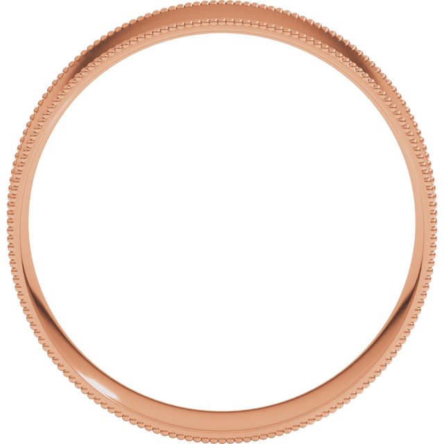 14K Rose 6 mm Milgrain Flat Comfort Fit Band Size 5