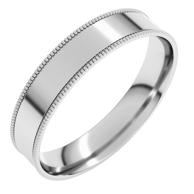 14K White 4 mm Milgrain Flat Comfort Fit Band Size 11
