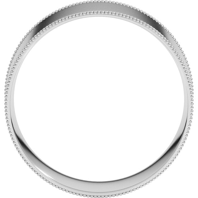 14K White 8 mm Milgrain Flat Comfort Fit Band Size 10