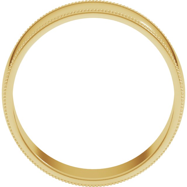14k Yellow 7 Mm Milgrain Half Round Light Band Size 12