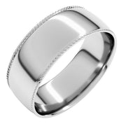 14K White 7 mm Rope Half Round Comfort Fit Band Size 10