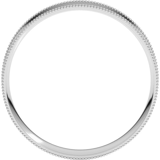 14K White 4 mm Milgrain Flat Comfort Fit Band Size 11