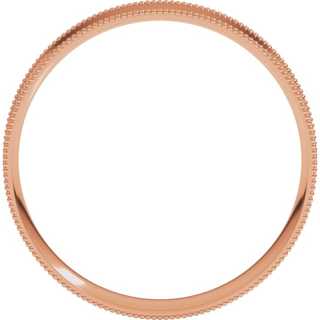14K Rose 4 mm Milgrain Flat Comfort Fit Band Size 11