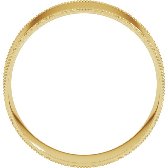 14K Yellow 7 mm Milgrain Flat Comfort Fit Band Size 6.5