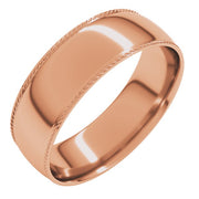 14K Rose 6 mm Rope Half Round Comfort Fit Band Size 8.5