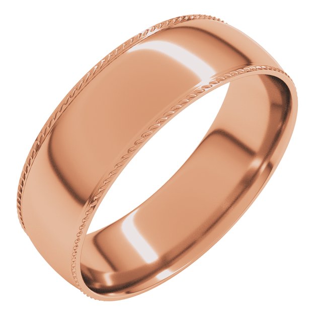 14K Rose 6 mm Rope Half Round Comfort Fit Band Size 8.5
