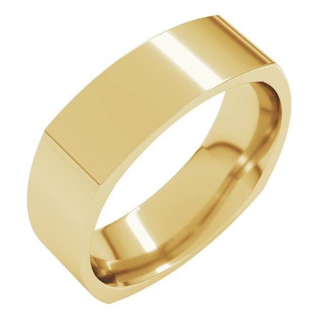 14K Yellow 6 mm Square Comfort Fit Band Size 10