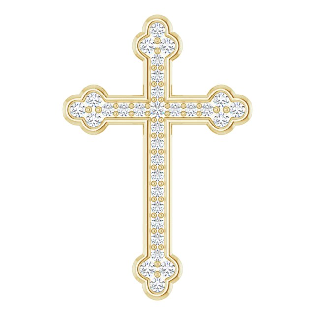 14K Yellow 1/4 CTW Natural Diamond Cross Pendant