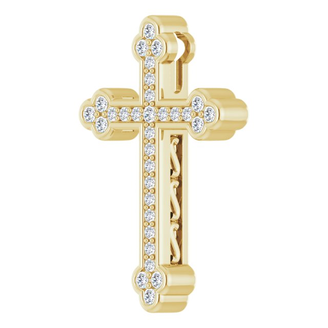 14K Yellow 1/4 CTW Natural Diamond Cross Pendant