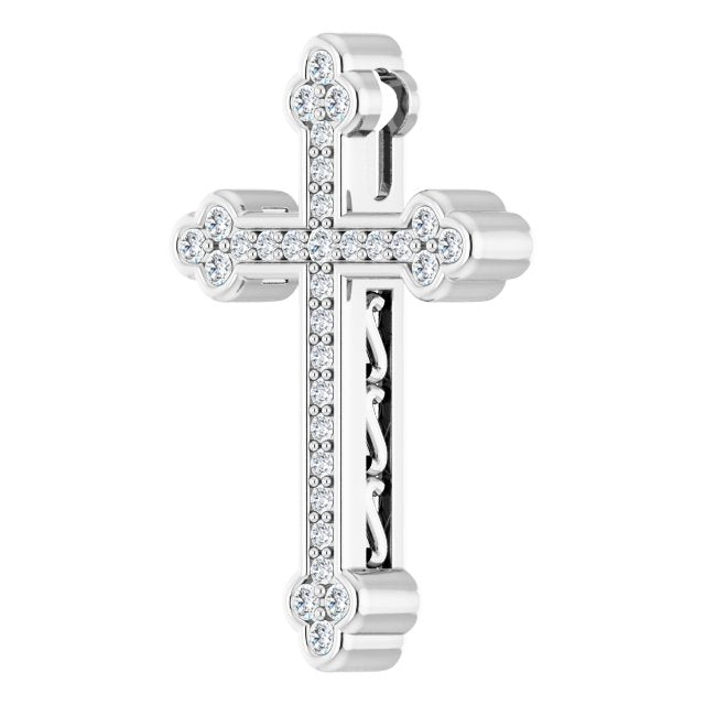 14K White 1/4 CTW Natural Diamond Cross Pendant