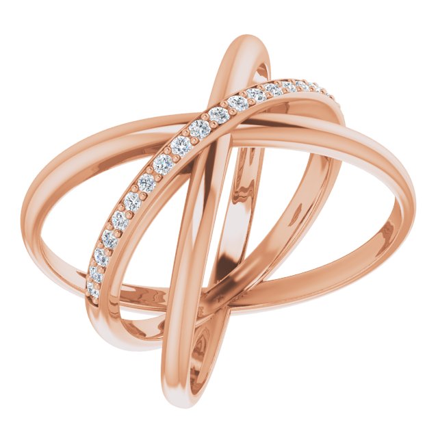 14k Rose 1/6 Ctw Natural Diamond Criss-cross Ring
