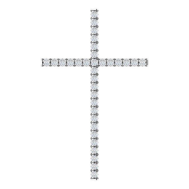14K White 1 CTW Natural Diamond Cross Pendant
