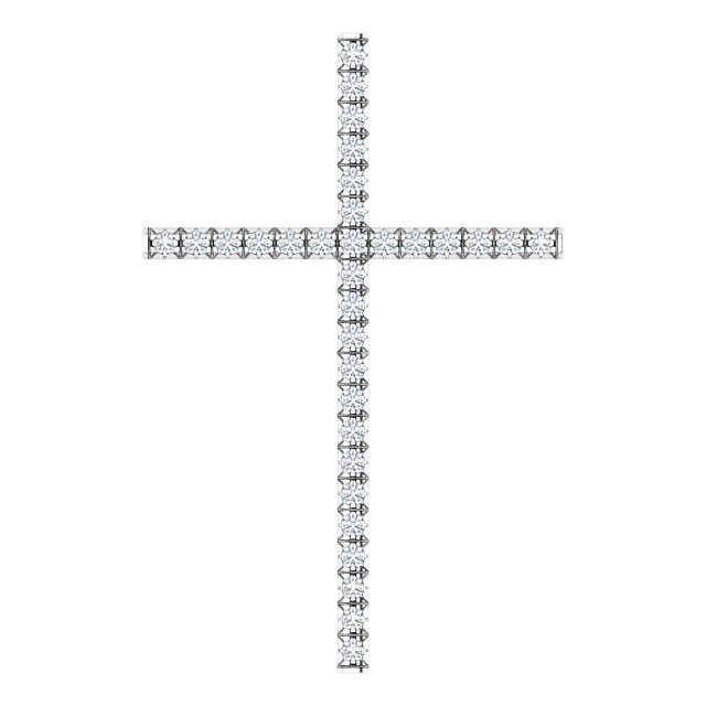 14K White 1/2 CTW Natural Diamond Cross Pendant