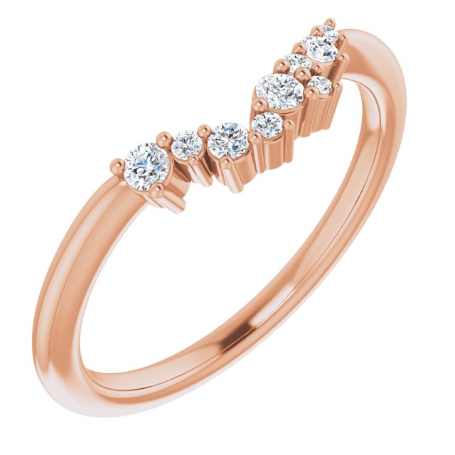 14K Rose  1/8 CTW Natural Diamond Matching Band
