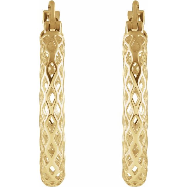 14K Yellow 21x2.5 mm Pierced Tube Hoop Earrings