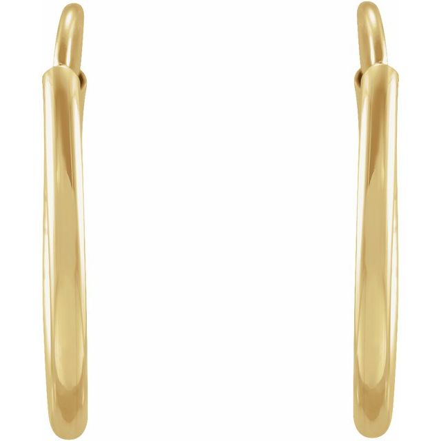 14K Yellow Flexible Endless Tube 12 mm Hoop Earrings