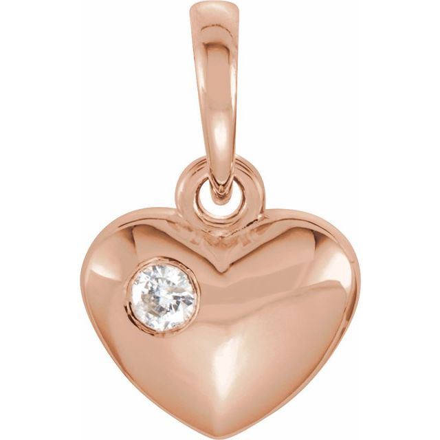 14k Rose .03 Ct Natural Diamond Heart Pendant